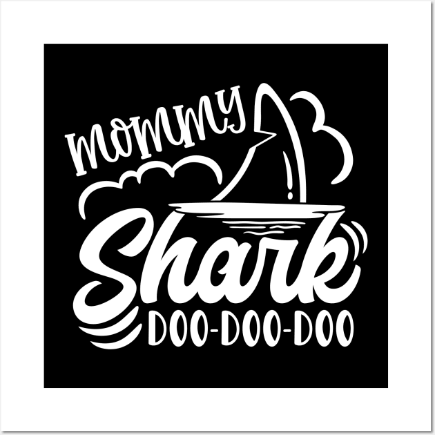 Mommy Shark Mothers Day Gift Wall Art by PurefireDesigns